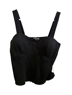 NWT Haute Fox Women’s Black Knit Sweetheart Wide Strap Cropped Tank Top Plus 1X